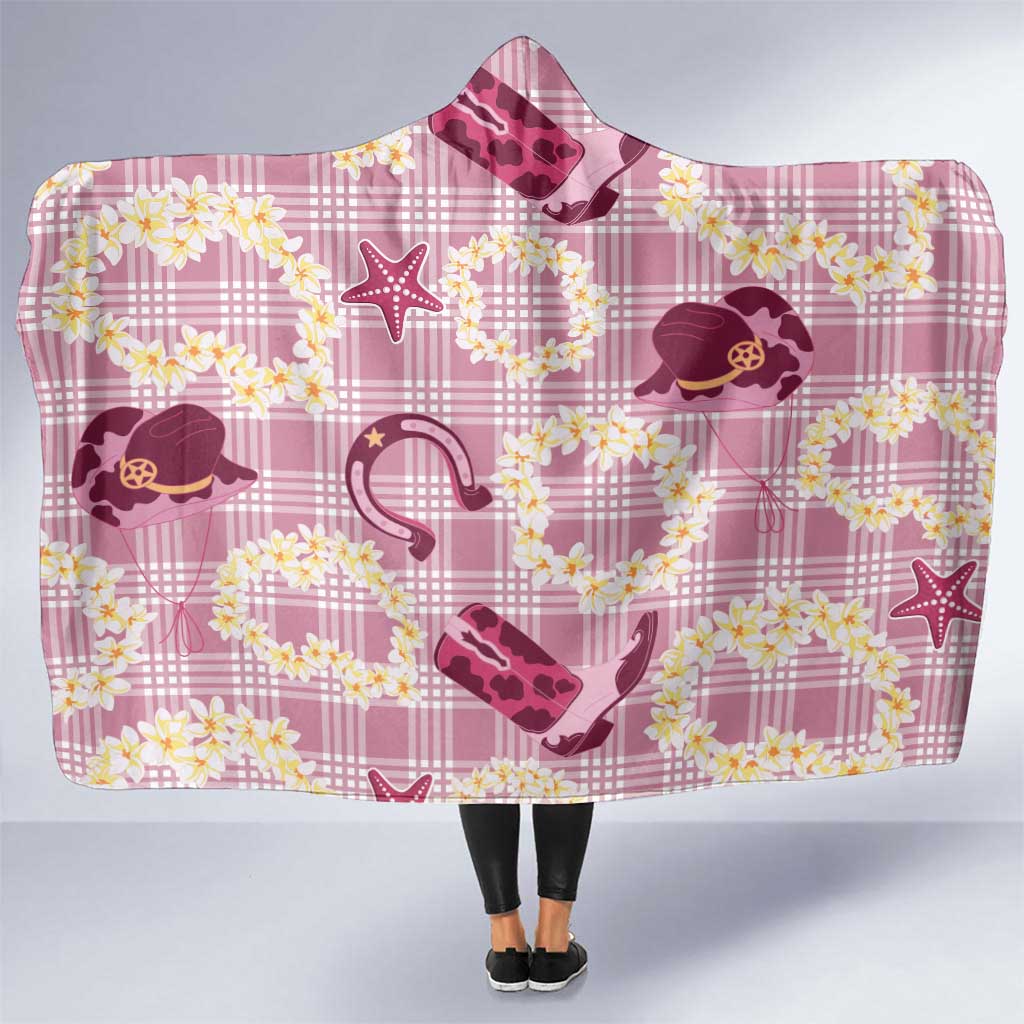 Aloha Hawaii Paniolo Lokelani Rose Palaka Hooded Blanket Coastal Rodeo LT7 One Size Rose Pink - Polynesian Pride