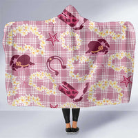 Aloha Hawaii Paniolo Lokelani Rose Palaka Hooded Blanket Coastal Rodeo LT7 One Size Rose Pink - Polynesian Pride