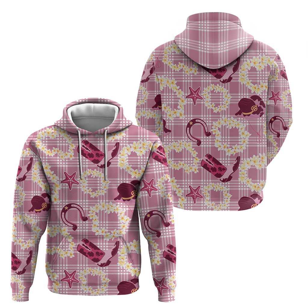 Aloha Hawaii Paniolo Lokelani Rose Palaka Hoodie Coastal Rodeo - Polynesian Pride