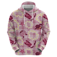 Aloha Hawaii Paniolo Lokelani Rose Palaka Hoodie Coastal Rodeo - Polynesian Pride