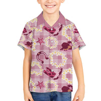 Aloha Hawaii Paniolo Lokelani Rose Palaka Kid Hawaiian Shirt Coastal Rodeo LT7 Kid Rose Pink - Polynesian Pride
