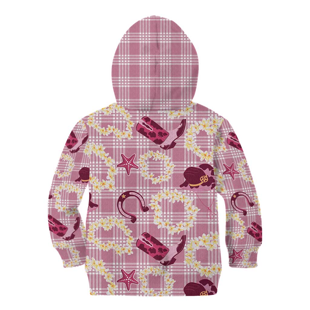Aloha Hawaii Paniolo Lokelani Rose Palaka Kid Hoodie Coastal Rodeo LT7 - Polynesian Pride