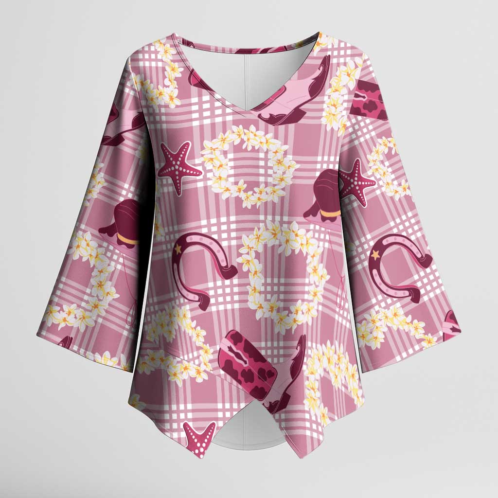 Aloha Hawaii Paniolo Lokelani Rose Palaka Kimono Sleeve Blouse Coastal Rodeo - Polynesian Pride