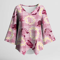 Aloha Hawaii Paniolo Lokelani Rose Palaka Kimono Sleeve Blouse Coastal Rodeo - Polynesian Pride