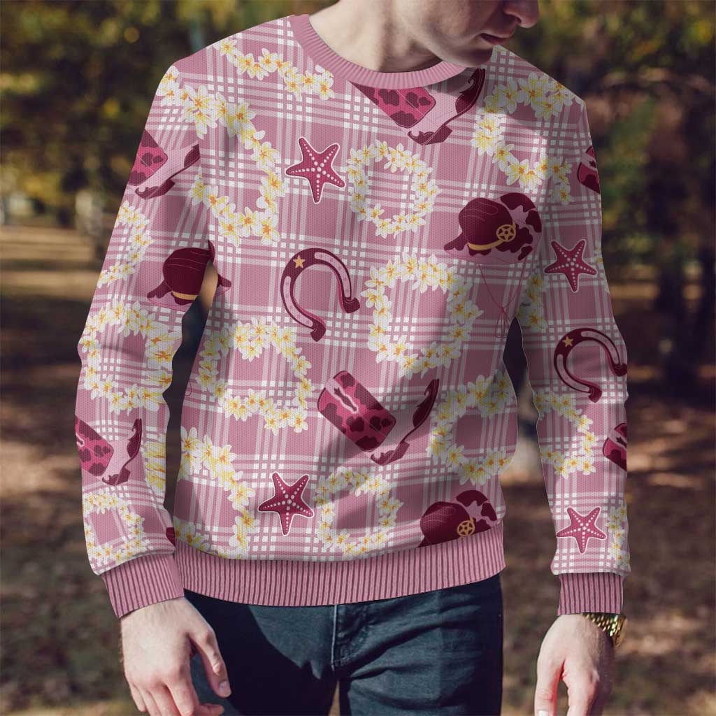 Aloha Hawaii Paniolo Lokelani Rose Palaka Ugly Christmas Sweater Coastal Rodeo - Polynesian Pride