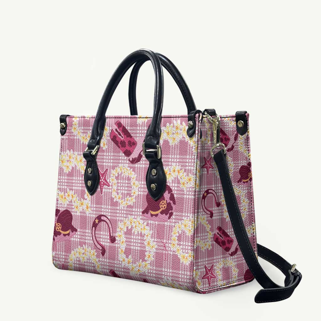 Aloha Hawaii Paniolo Lokelani Rose Palaka Leather Bag Coastal Rodeo - Polynesian Pride
