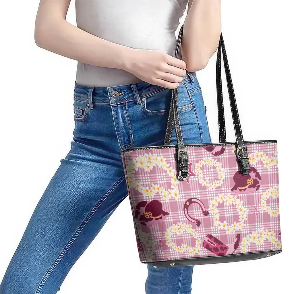 Aloha Hawaii Paniolo Lokelani Rose Palaka Leather Tote Bag Coastal Rodeo LT7 - Polynesian Pride