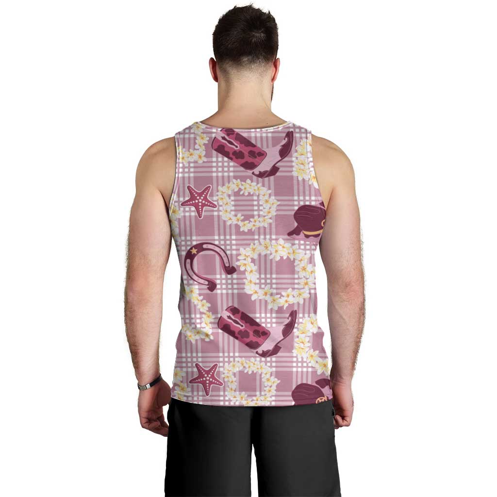 Aloha Hawaii Paniolo Lokelani Rose Palaka Men Tank Top Coastal Rodeo LT7 - Polynesian Pride