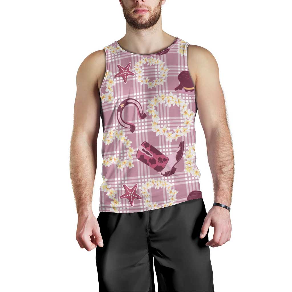 Aloha Hawaii Paniolo Lokelani Rose Palaka Men Tank Top Coastal Rodeo LT7 - Polynesian Pride