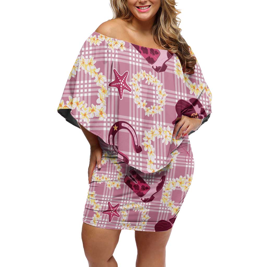 Aloha Hawaii Paniolo Lokelani Rose Palaka Off Shoulder Short Dress Coastal Rodeo - Polynesian Pride