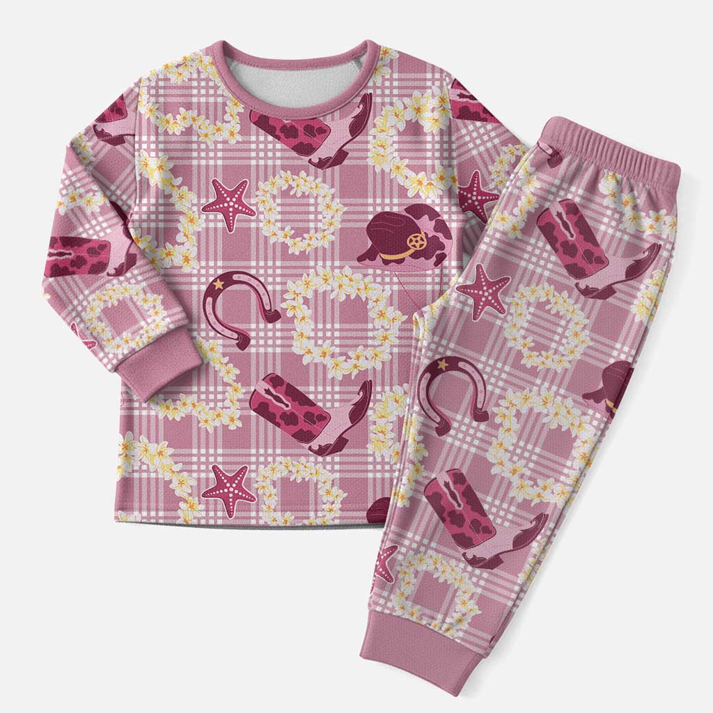 Aloha Hawaii Paniolo Lokelani Rose Palaka Christmas Pajama Set Coastal Rodeo - Polynesian Pride
