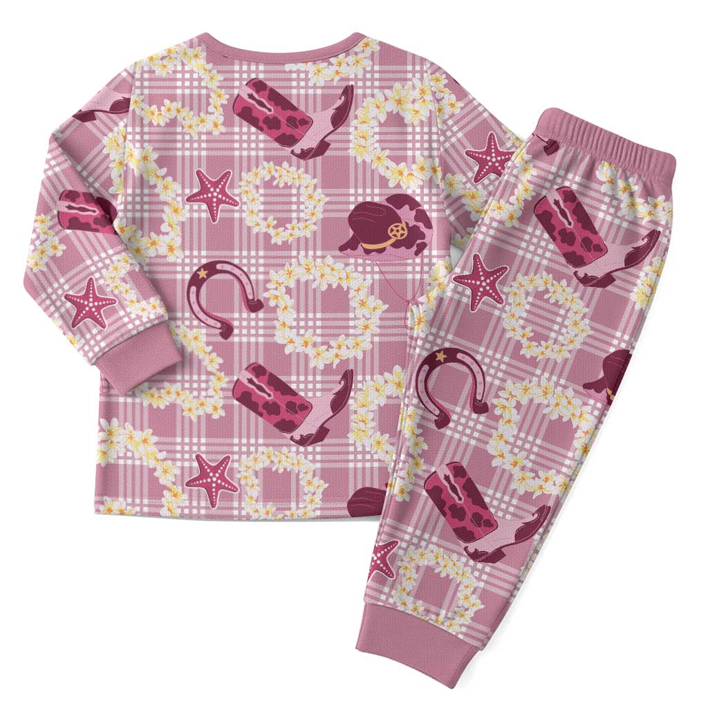 Aloha Hawaii Paniolo Lokelani Rose Palaka Christmas Pajama Set Coastal Rodeo - Polynesian Pride