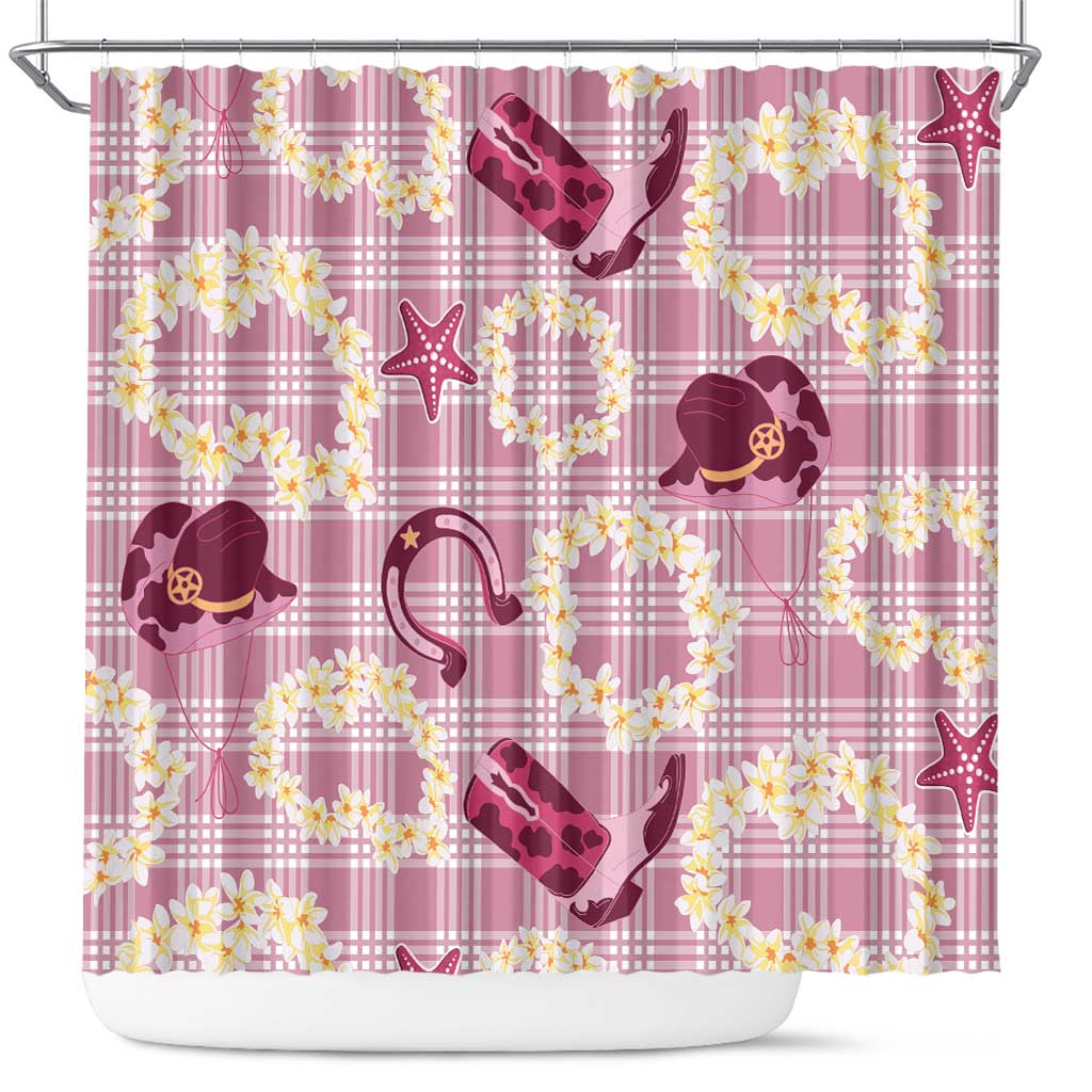 Aloha Hawaii Paniolo Lokelani Rose Palaka Shower Curtain Coastal Rodeo LT7 Rose Pink - Polynesian Pride