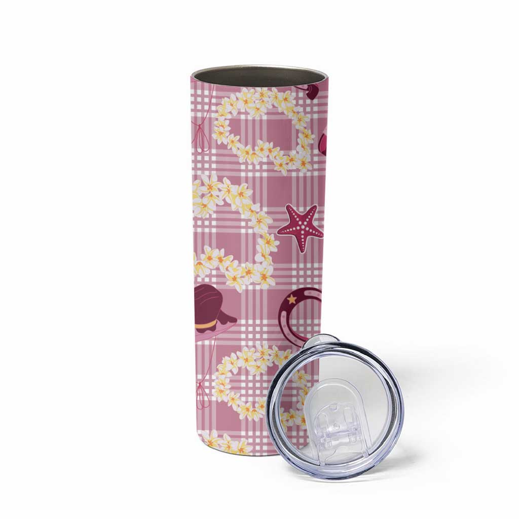 Aloha Hawaii Paniolo Lokelani Rose Palaka Skinny Tumbler Coastal Rodeo - Polynesian Pride
