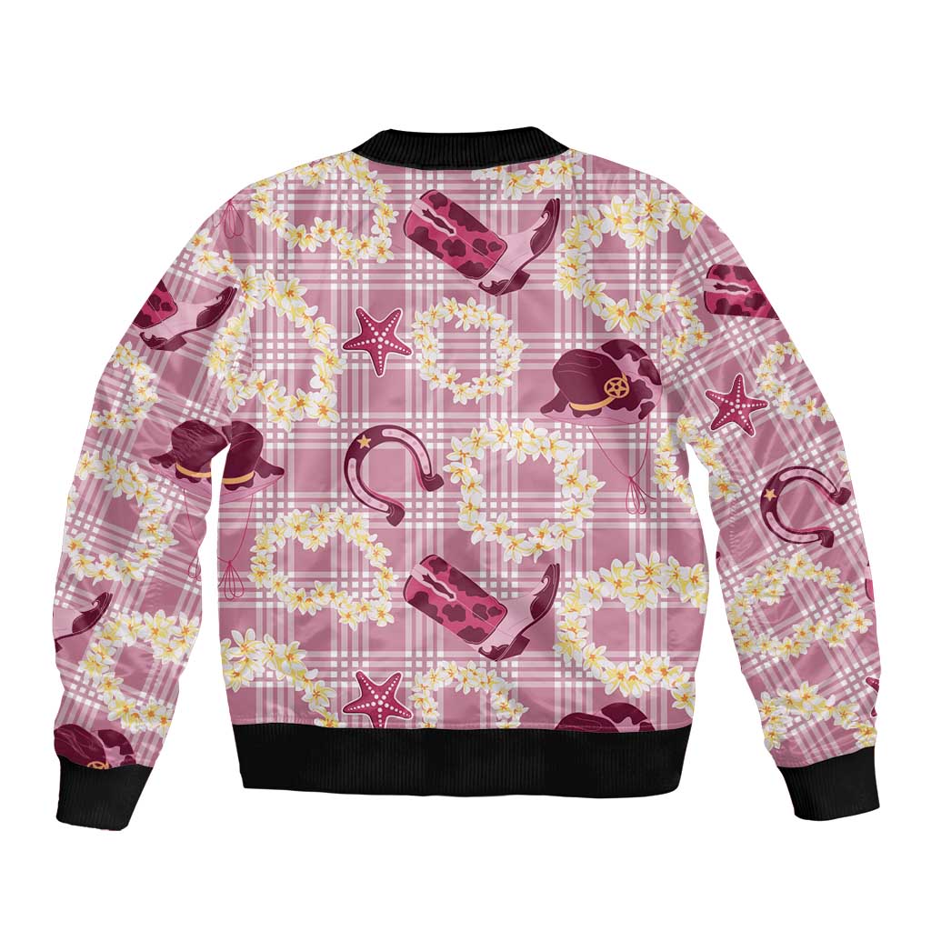 Aloha Hawaii Paniolo Lokelani Rose Palaka Sleeve Zip Bomber Jacket Coastal Rodeo LT7 - Polynesian Pride