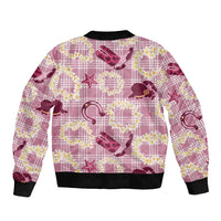 Aloha Hawaii Paniolo Lokelani Rose Palaka Sleeve Zip Bomber Jacket Coastal Rodeo LT7 - Polynesian Pride