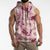Aloha Hawaii Paniolo Lokelani Rose Palaka Sleeveless Zip Hoodie Coastal Rodeo - Polynesian Pride