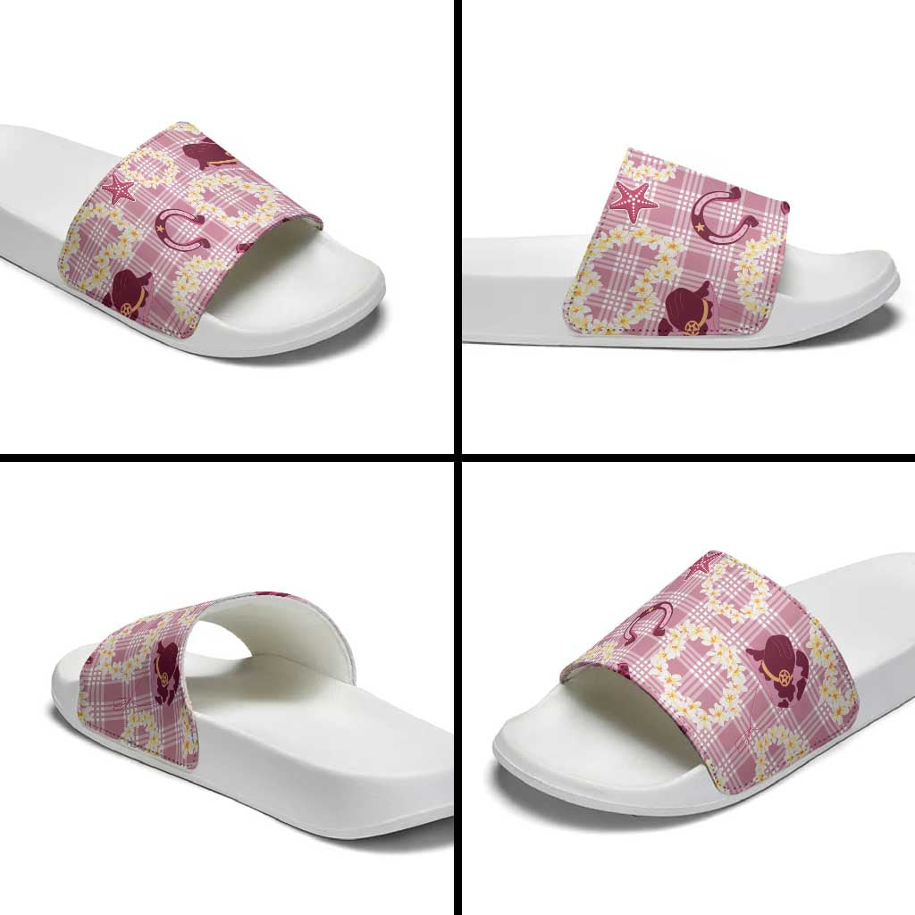 Aloha Hawaii Paniolo Lokelani Rose Palaka Slide Sandals Coastal Rodeo LT7 - Polynesian Pride