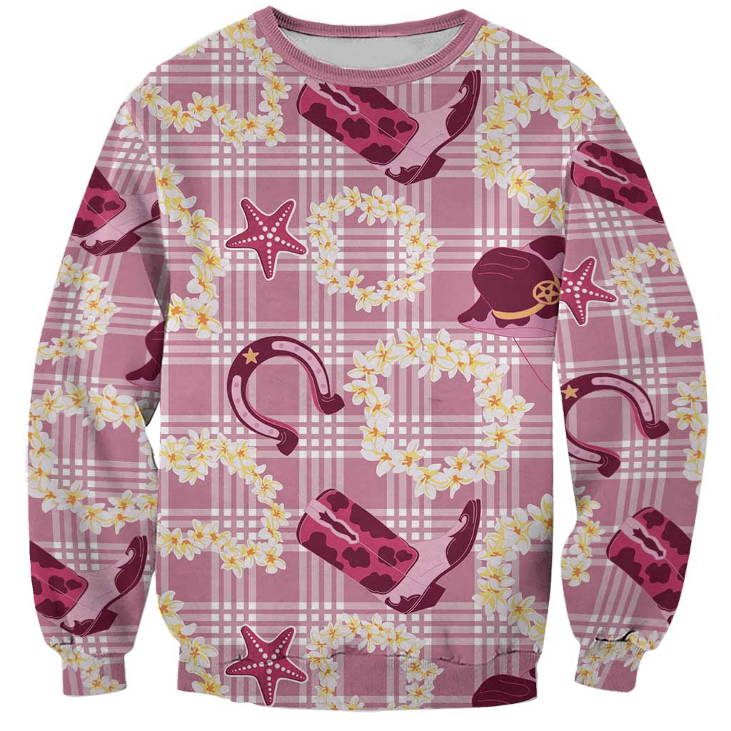 Aloha Hawaii Paniolo Lokelani Rose Palaka Sweatshirt Coastal Rodeo - Polynesian Pride