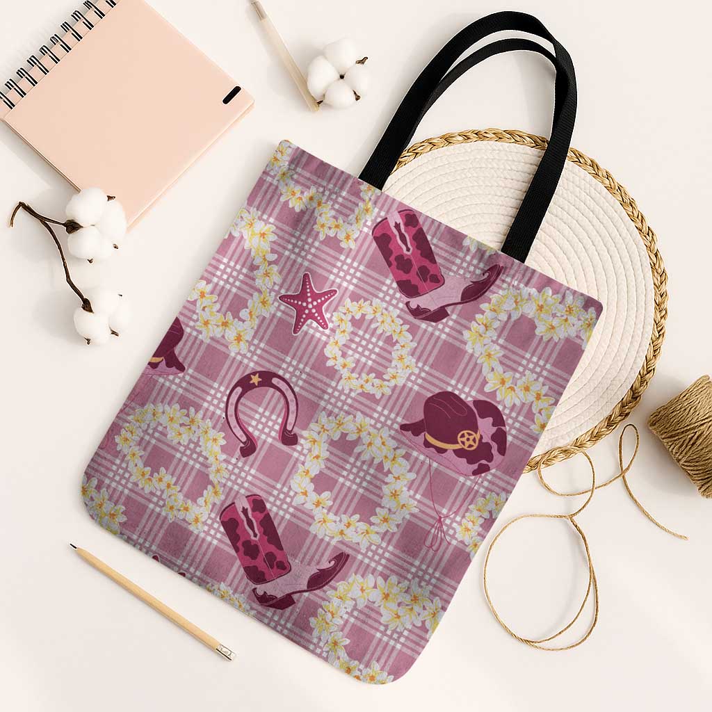 Aloha Hawaii Paniolo Lokelani Rose Palaka Tote Bag Coastal Rodeo LT7 Black Strap One Size Rose Pink - Polynesian Pride