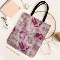 Aloha Hawaii Paniolo Lokelani Rose Palaka Tote Bag Coastal Rodeo - Polynesian Pride