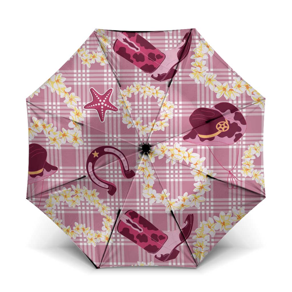 Aloha Hawaii Paniolo Lokelani Rose Palaka Umbrella Coastal Rodeo LT7 One Size Folded 11.42 inch Opened Diameter 37.4 inch Rose Pink - Polynesian Pride