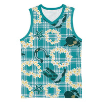 Aloha Hawaii Paniolo Teal Palaka Basketball Jersey Coastal Rodeo - Polynesian Pride