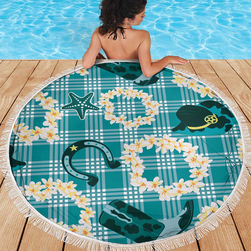 Aloha Hawaii Paniolo Teal Palaka Beach Blanket Coastal Rodeo - Polynesian Pride