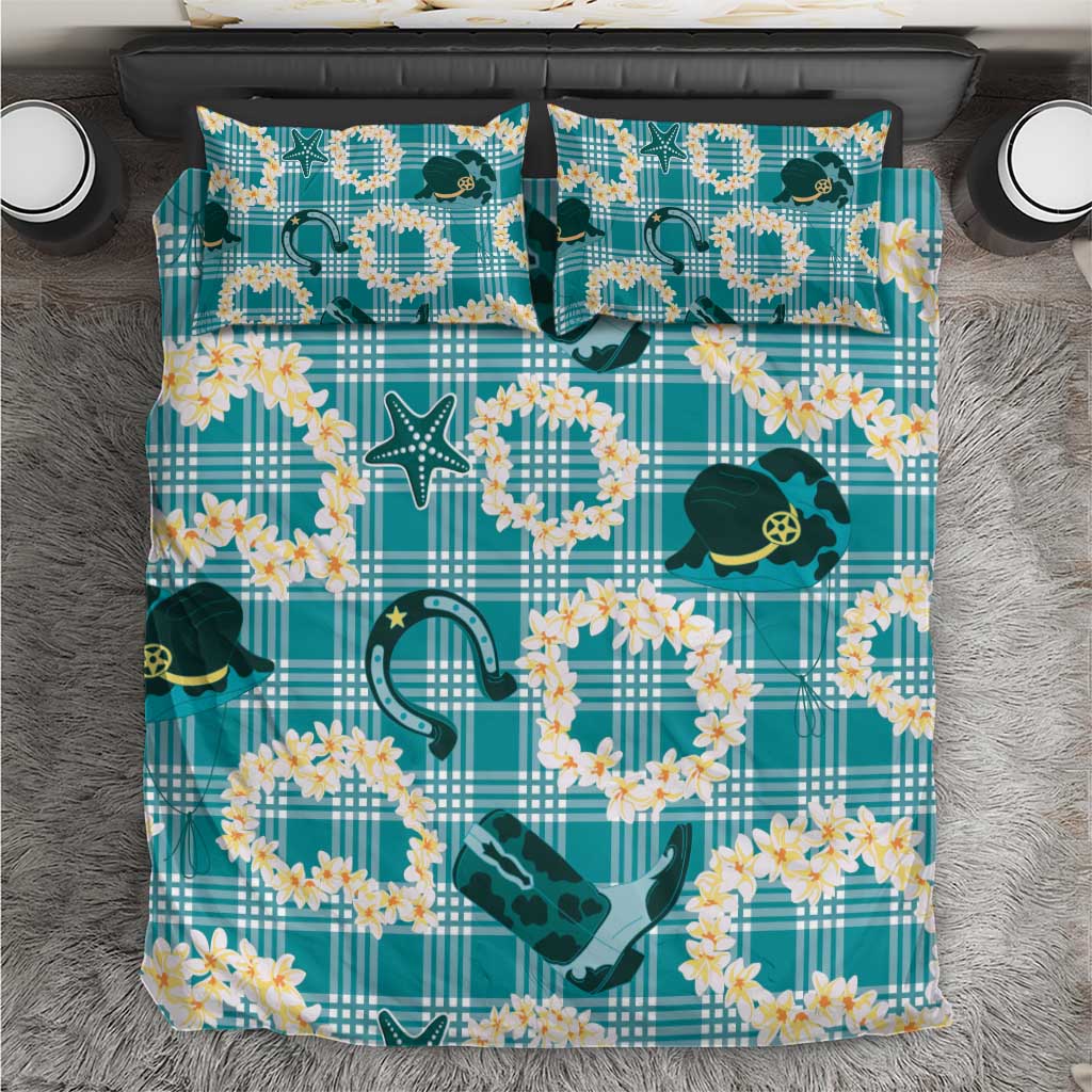 Aloha Hawaii Paniolo Teal Palaka Bedding Set Coastal Rodeo - Polynesian Pride