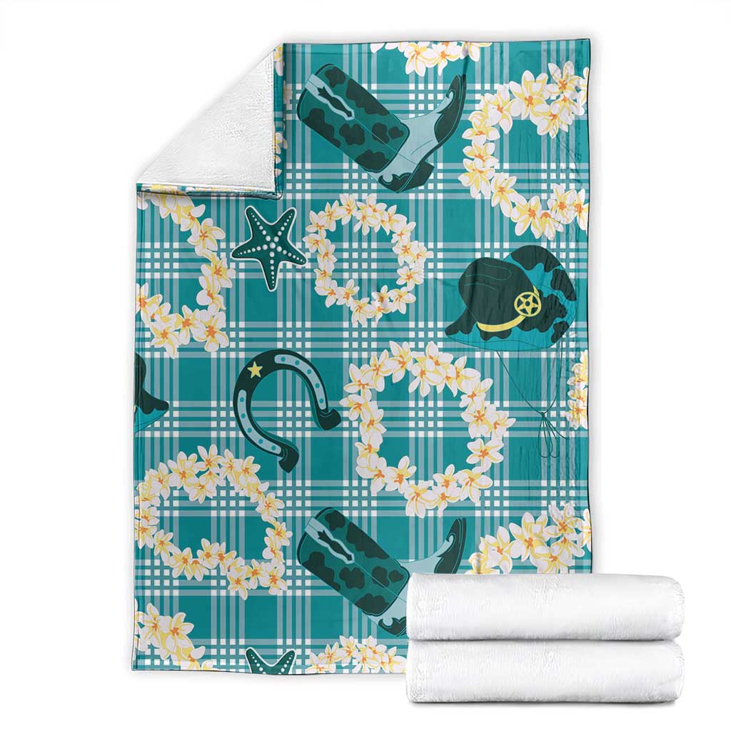 Aloha Hawaii Paniolo Teal Palaka Blanket Coastal Rodeo - Polynesian Pride