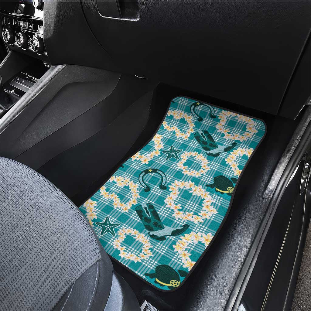 Aloha Hawaii Paniolo Teal Palaka Car Mats Coastal Rodeo - Polynesian Pride