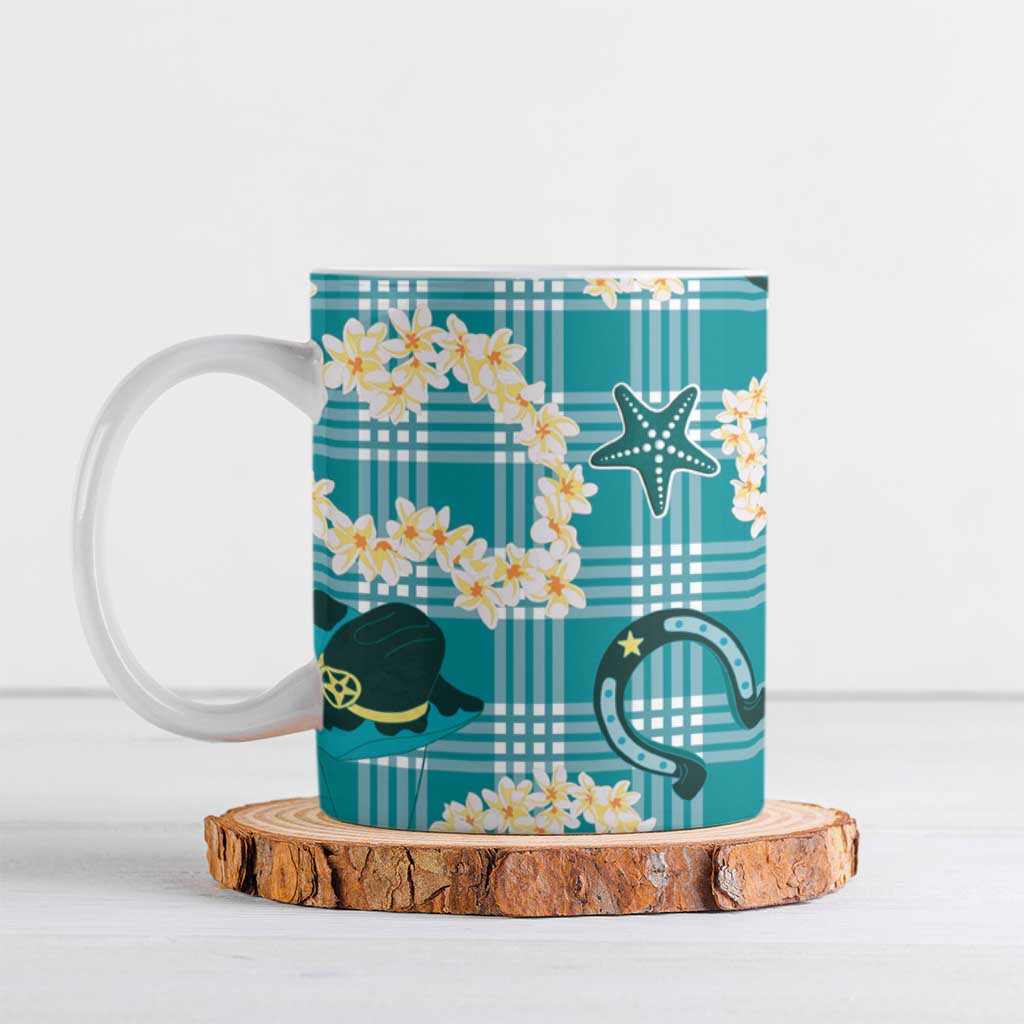 Aloha Hawaii Paniolo Teal Palaka Ceramic Mug Coastal Rodeo LT7 Teal - Polynesian Pride