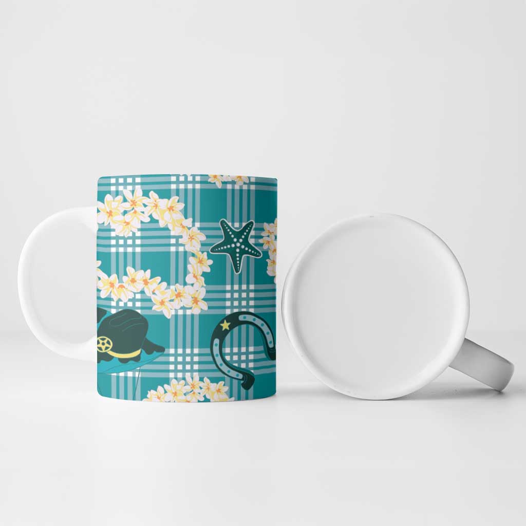 Aloha Hawaii Paniolo Teal Palaka Ceramic Mug Coastal Rodeo LT7 - Polynesian Pride