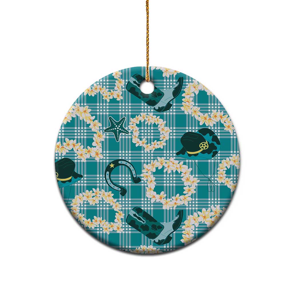 Aloha Hawaii Paniolo Teal Palaka Ceramic Ornament Coastal Rodeo - Polynesian Pride
