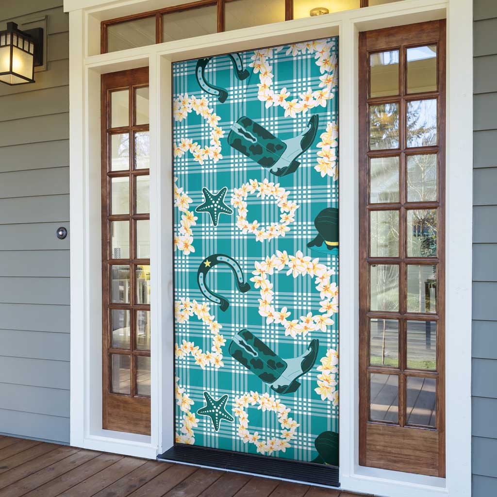 Aloha Hawaii Paniolo Teal Palaka Door Cover Coastal Rodeo LT7 - Polynesian Pride