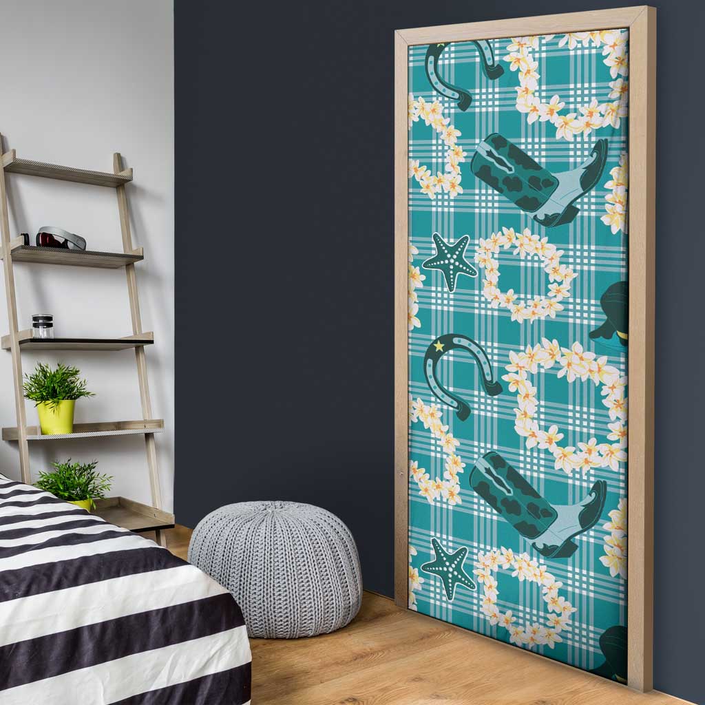 Aloha Hawaii Paniolo Teal Palaka Door Cover Coastal Rodeo LT7 - Polynesian Pride