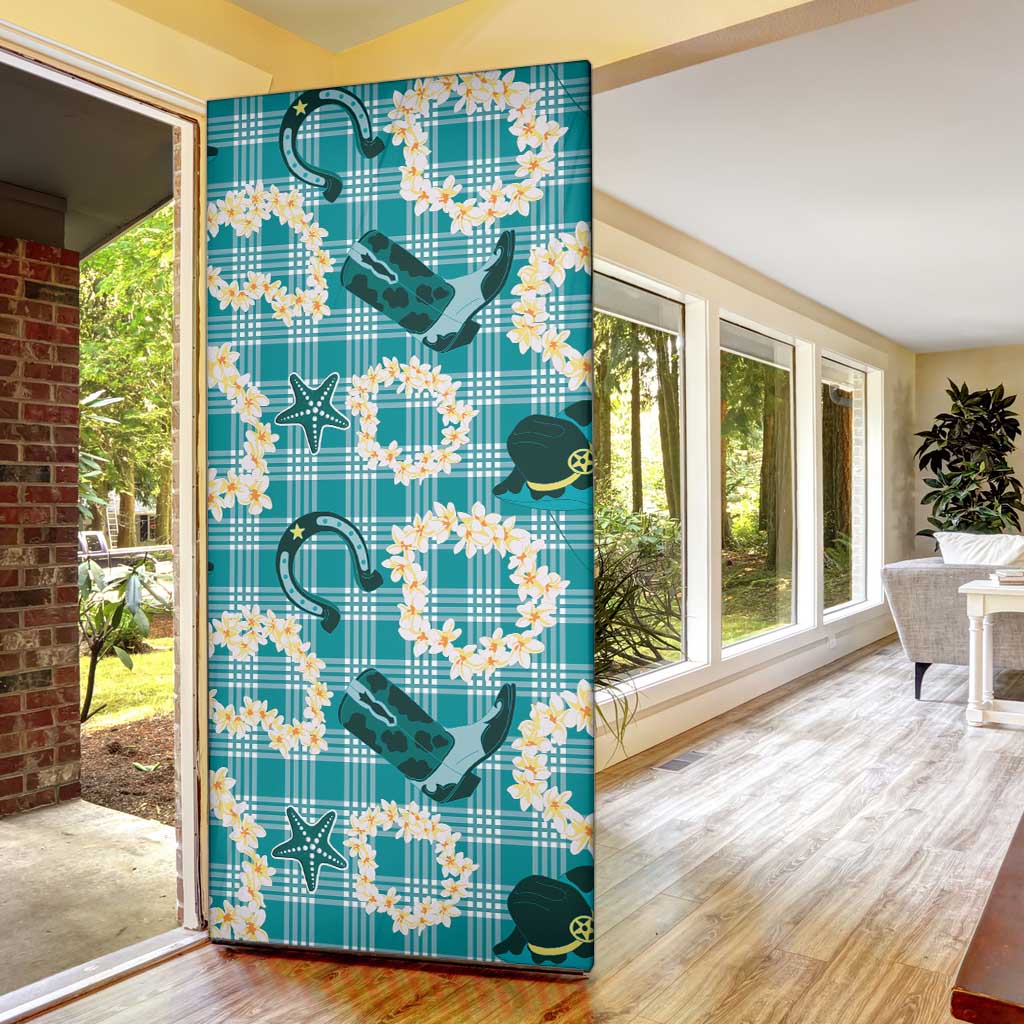 Aloha Hawaii Paniolo Teal Palaka Door Cover Coastal Rodeo LT7 - Polynesian Pride