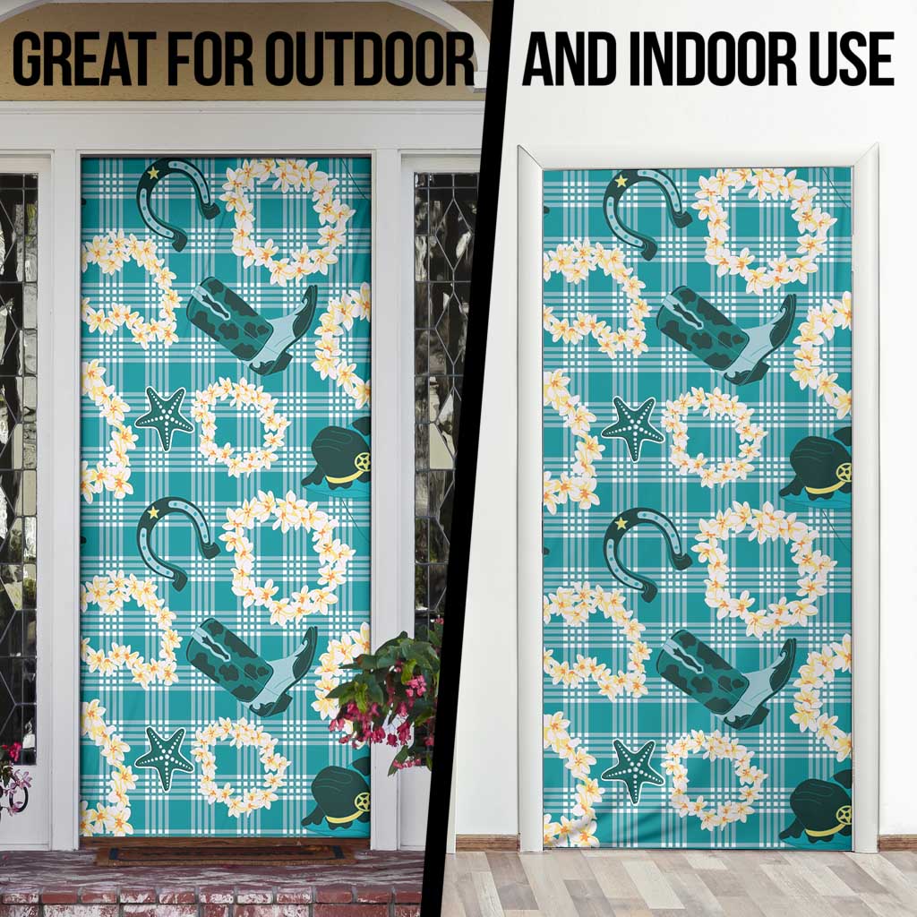 Aloha Hawaii Paniolo Teal Palaka Door Cover Coastal Rodeo LT7 - Polynesian Pride