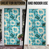 Aloha Hawaii Paniolo Teal Palaka Door Cover Coastal Rodeo LT7 - Polynesian Pride