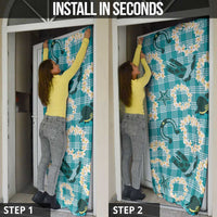 Aloha Hawaii Paniolo Teal Palaka Door Cover Coastal Rodeo LT7 - Polynesian Pride