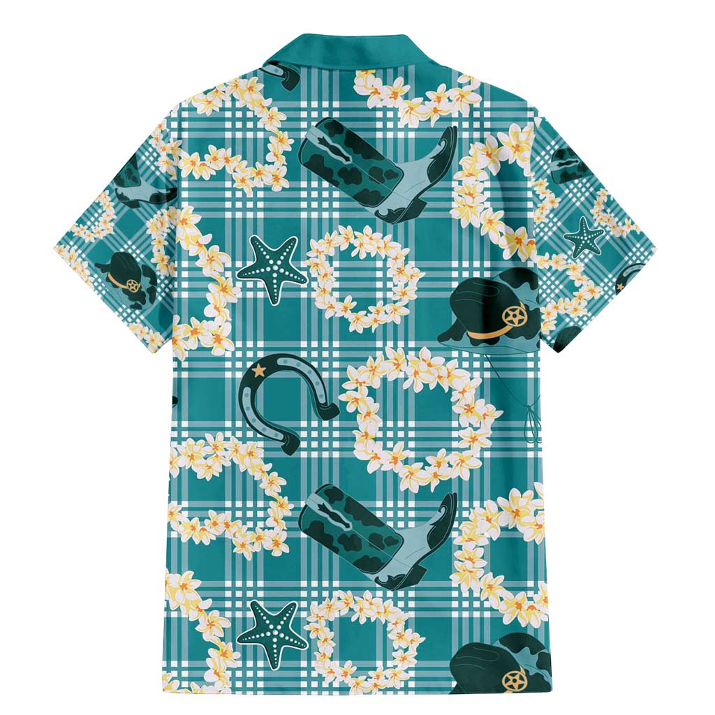 Aloha Hawaii Paniolo Teal Palaka Family Matching Mermaid Dress and Hawaiian Shirt Coastal Rodeo - Polynesian Pride