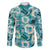 Aloha Hawaii Paniolo Teal Palaka Family Matching Off The Shoulder Long Sleeve Dress and Hawaiian Shirt Coastal Rodeo - Polynesian Pride