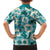 Aloha Hawaii Paniolo Teal Palaka Family Matching Off Shoulder Maxi Dress and Hawaiian Shirt Coastal Rodeo - Polynesian Pride
