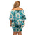 Aloha Hawaii Paniolo Teal Palaka Family Matching Off Shoulder Short Dress and Hawaiian Shirt Coastal Rodeo - Polynesian Pride
