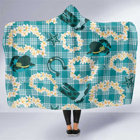 Aloha Hawaii Paniolo Teal Palaka Hooded Blanket Coastal Rodeo LT7 One Size Teal - Polynesian Pride