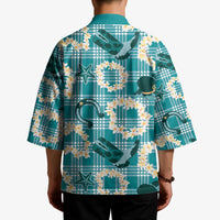 Aloha Hawaii Paniolo Teal Palaka Kimono Coastal Rodeo - Polynesian Pride