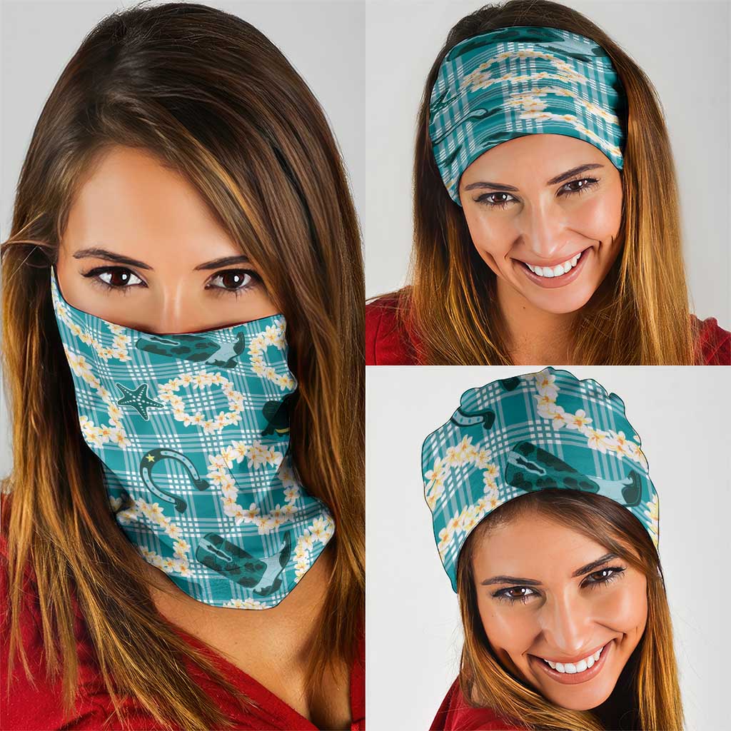 Aloha Hawaii Paniolo Teal Palaka Neck Gaiter Coastal Rodeo - Polynesian Pride