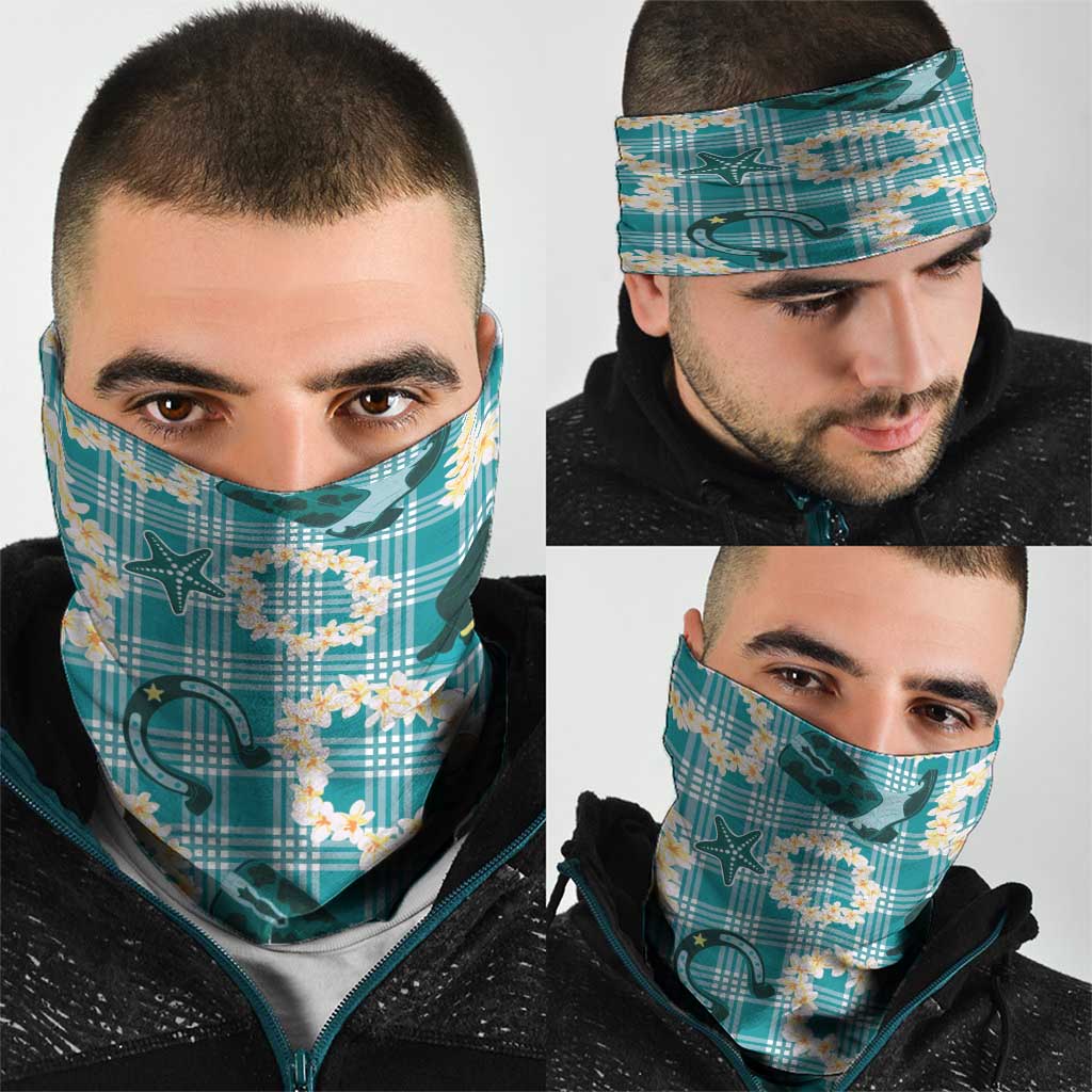 Aloha Hawaii Paniolo Teal Palaka Neck Gaiter Coastal Rodeo - Polynesian Pride