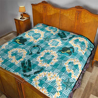 Aloha Hawaii Paniolo Teal Palaka Quilt Coastal Rodeo - Polynesian Pride