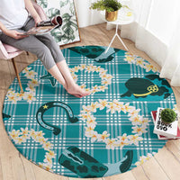 Aloha Hawaii Paniolo Teal Palaka Round Carpet Coastal Rodeo LT7 - Polynesian Pride